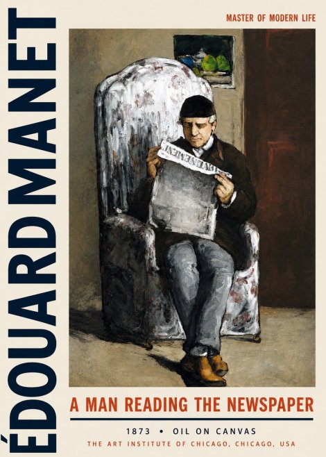 Édouard Manet A Man Reading the Newspaper No3 - Plakat