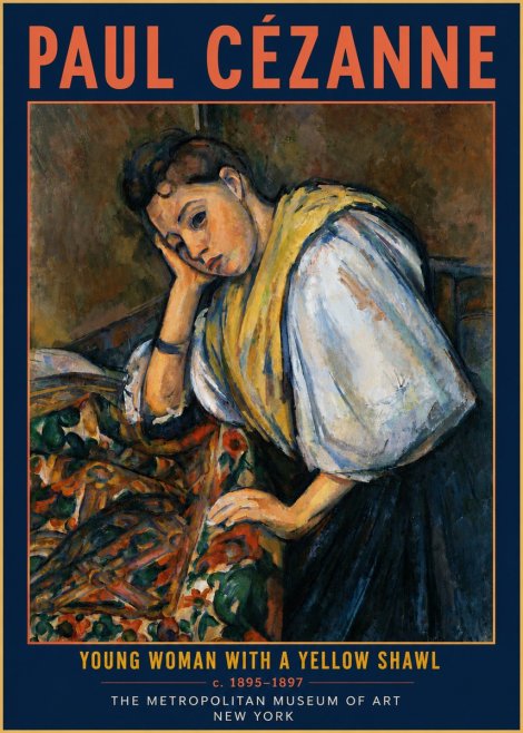 Paul Cézanne Young Woman with a Yellow Shawl No4 - Plakat