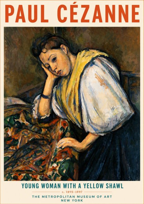 Paul Cézanne Young Woman with a Yellow Shawl No5 - Plakat