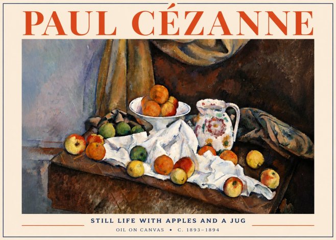 Paul Cézanne Still Life with Apples and a Jug No4 - Plakat