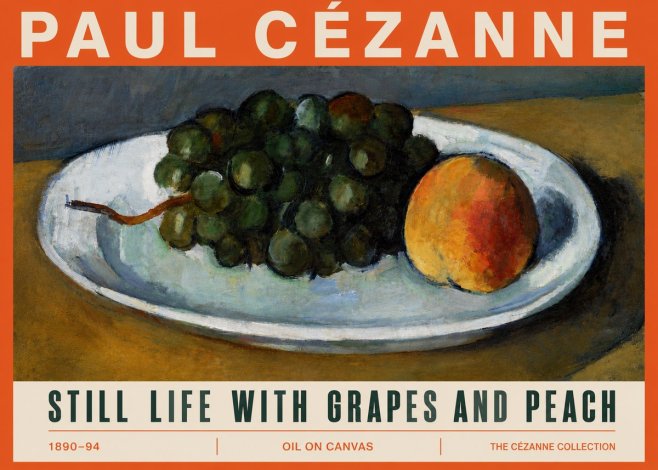 Paul Cézanne Still Life with Grapes and Peach No5 - Plakat