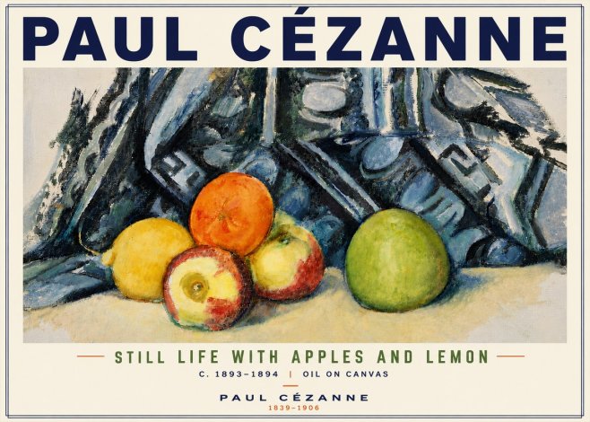 Paul Cézanne Still Life with Apples and Lemon No6 - Plakat