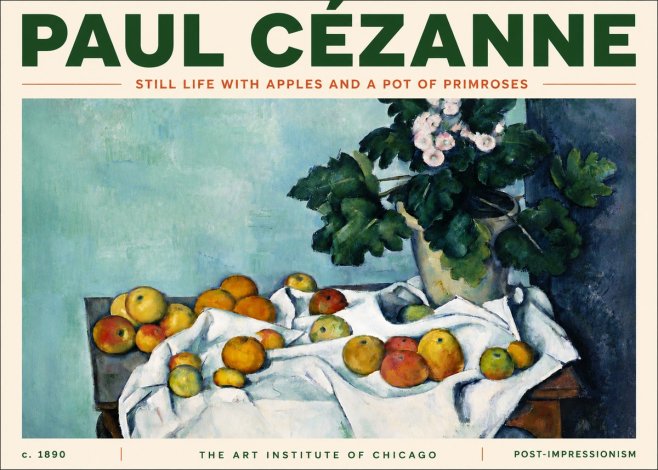 Paul Cézanne Still Life with Apples and a Pot of Primroses No5 - Plakat