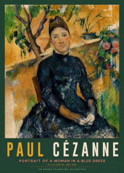 Paul Cézanne Portrait of a Woman in a Blue Dress No2 - Plakat