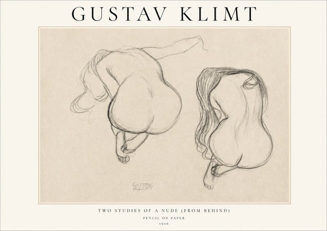 Klimt Two Studies of a Nude (from Behind) No1 - Plakat