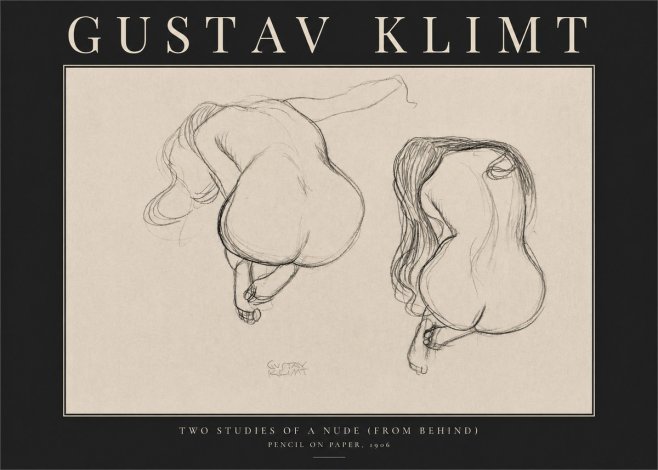 Klimt Two Studies of a Nude (from Behind) No3 - Plakat