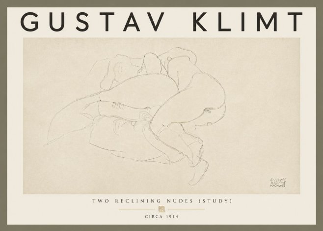 Klimt Two Reclining Nudes (Study) No5 - Plakat