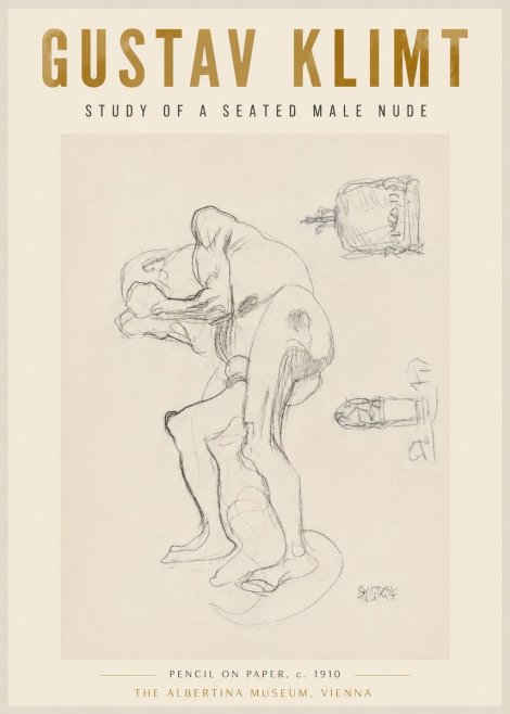 Klimt Study of a Seated Male Nude No5 - Plakat