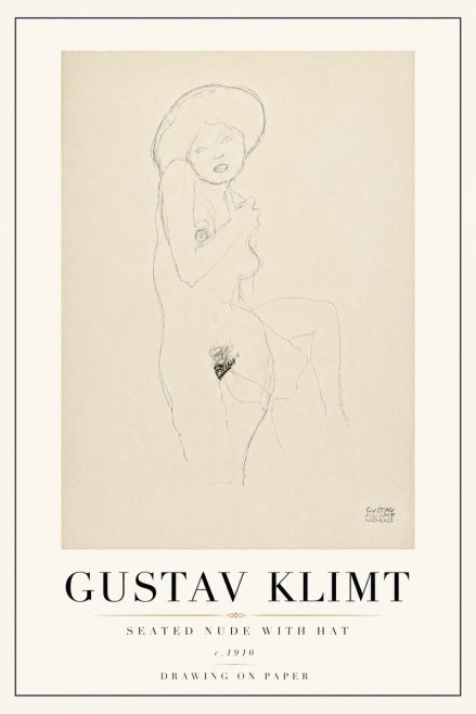 Klimt Seated Nude with Hat No6 - Plakat