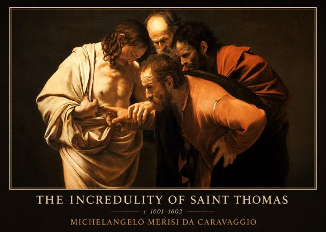Michelangelo Merisi da Caravaggio The Incredulity of Saint Thomas II No5 - Plakat