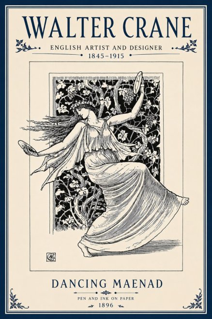 Walter Crane Dancing Maenad No6 - Plakat