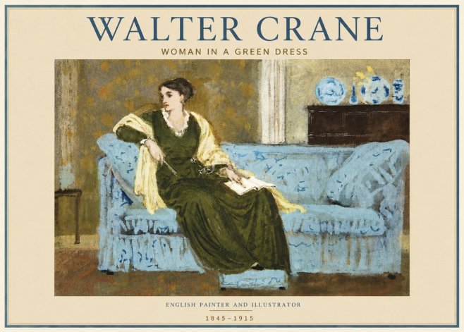 Walter Crane Woman in a Green Dress No3 - Plakat