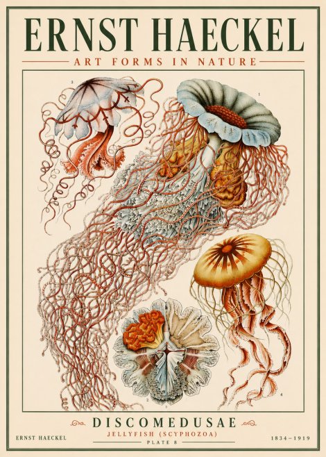 Ernst Haeckel Discomedusae — Jellyfish No6 - Plakat