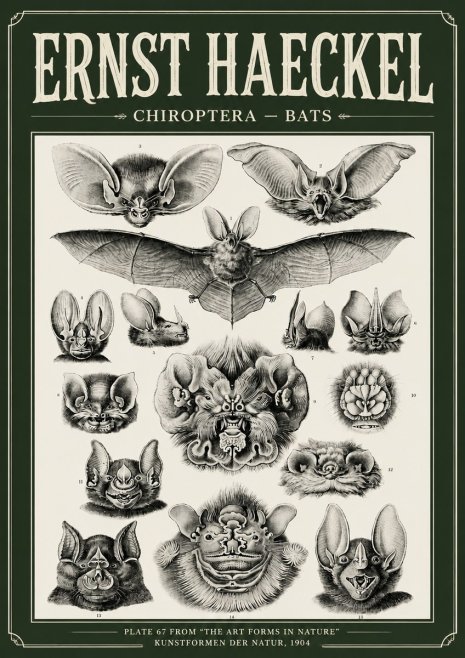 Ernst Haeckel Chiroptera Bats No6 - Plakat