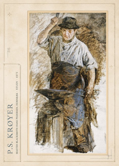 P.S. Krøyer Master Blacksmith Hans Pedersen, Hornbaek · Study · 1873 No4 - Plakat