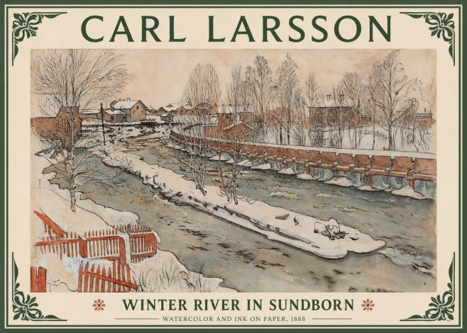 Carl Larsson Winter River in Sundborn No4 - Plakat