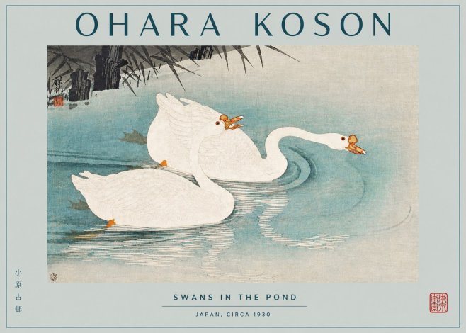 Ohara Koson Two Swans No3 - Plakat
