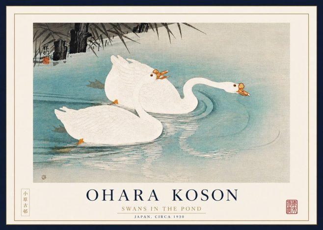 Ohara Koson Two Swans No4 - Plakat