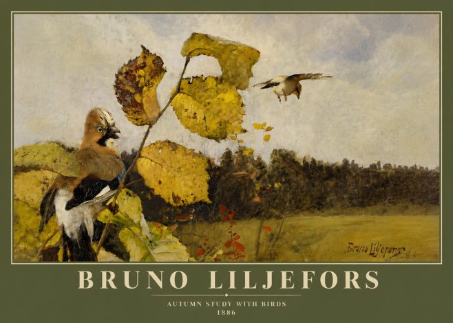 Bruno Liljefors Autumn Study with Birds No4 - Plakat