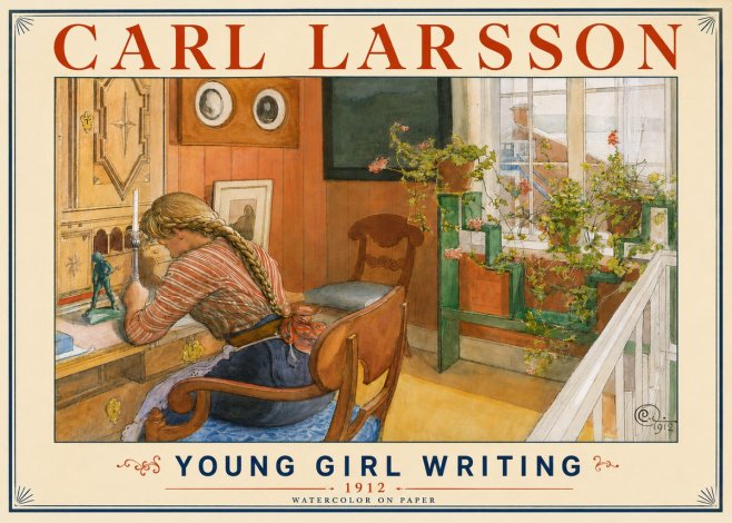 Carl Larsson Young Girl Writing No4 - Plakat