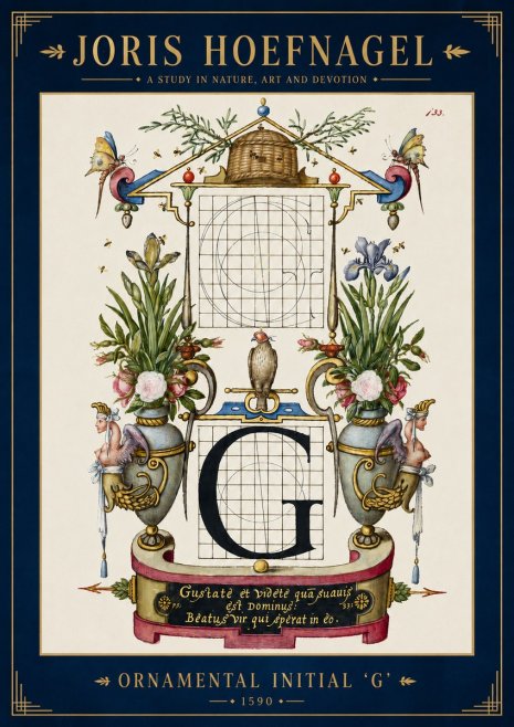 Joris Hoefnagel Ornamental Initial 'G' No3 - Plakat