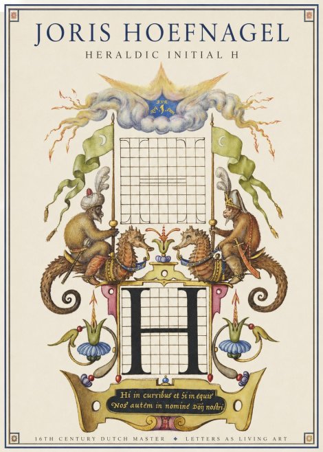 Joris Hoefnagel Heraldic Initial H No1 - Plakat