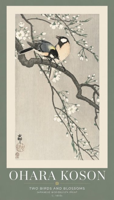 Ohara Koson Two Birds and Blossoms I No1 - Plakat