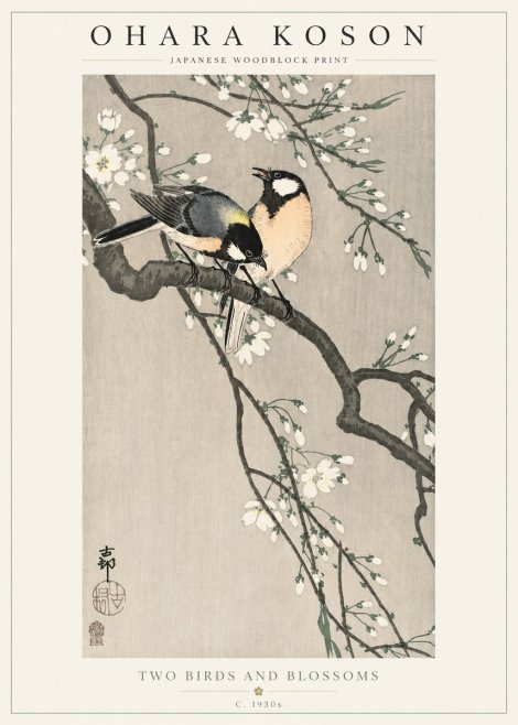 Ohara Koson Two Birds and Blossoms I No2 - Plakat