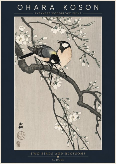Ohara Koson Two Birds and Blossoms I No6 - Plakat
