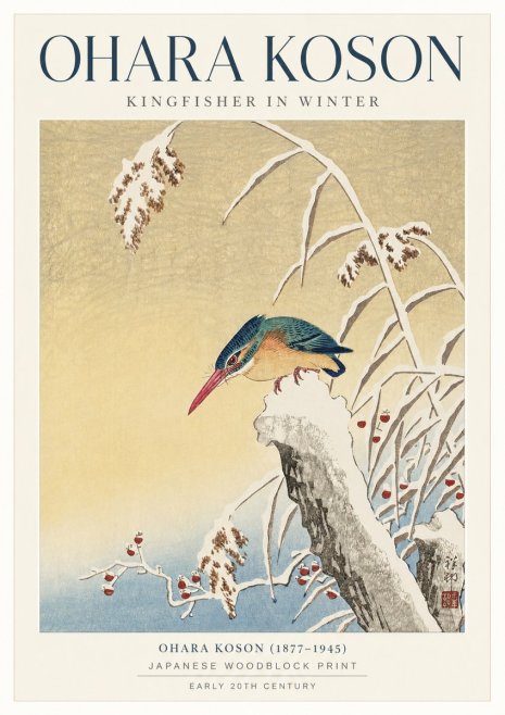 Ohara Koson Kingfisher in Winter I No1 - Plakat