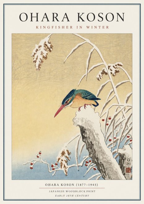 Ohara Koson Kingfisher in Winter I No3 - Plakat
