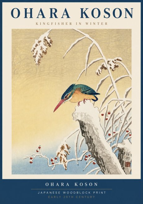 Ohara Koson Kingfisher in Winter I No4 - Plakat