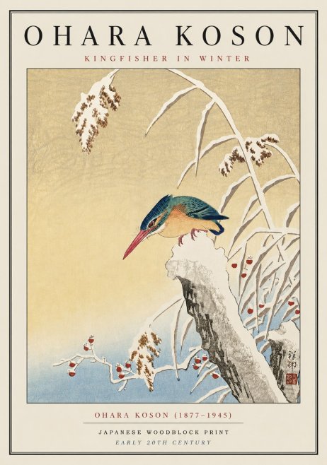 Ohara Koson Kingfisher in Winter I No5 - Plakat