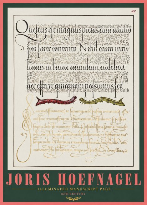 Joris Hoefnagel Illuminated Manuscript Page I No2 - Plakat