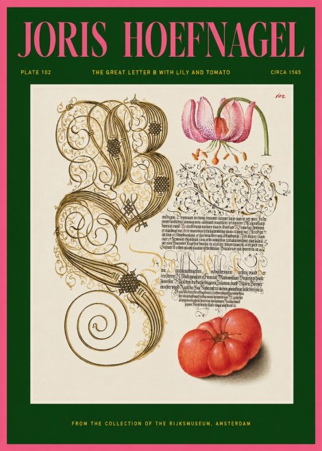 Joris Hoefnagel The Great Letter B with Lily and Tomato No2 - Plakat