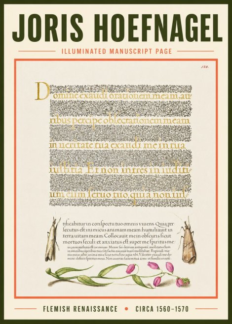 Joris Hoefnagel Illuminated Manuscript Page II No3 - Plakat