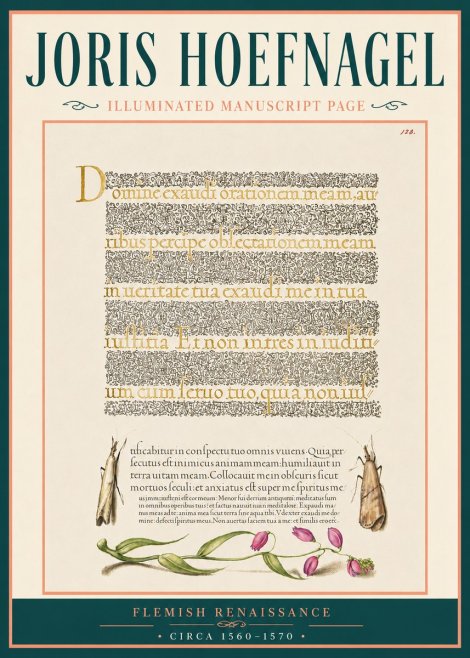 Joris Hoefnagel Illuminated Manuscript Page II No5 - Plakat