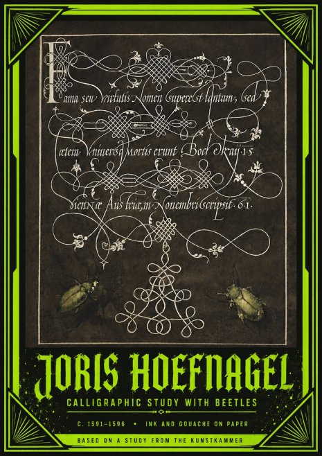 Joris Hoefnagel Calligraphic Study with Beetles No4 - Plakat