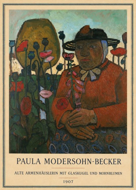 Paula Modersohn-Becker Alte Armenhäuslerin Mit Glaskugel Und Mohnblumen No3 - Plakat