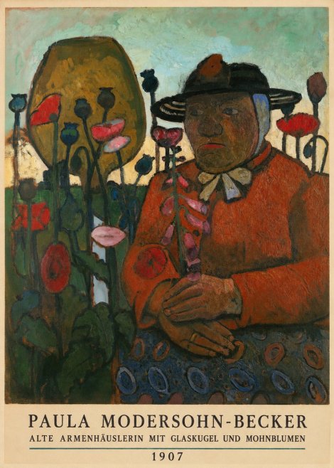 Paula Modersohn-Becker Alte Armenhäuslerin Mit Glaskugel Und Mohnblumen No5 - Plakat