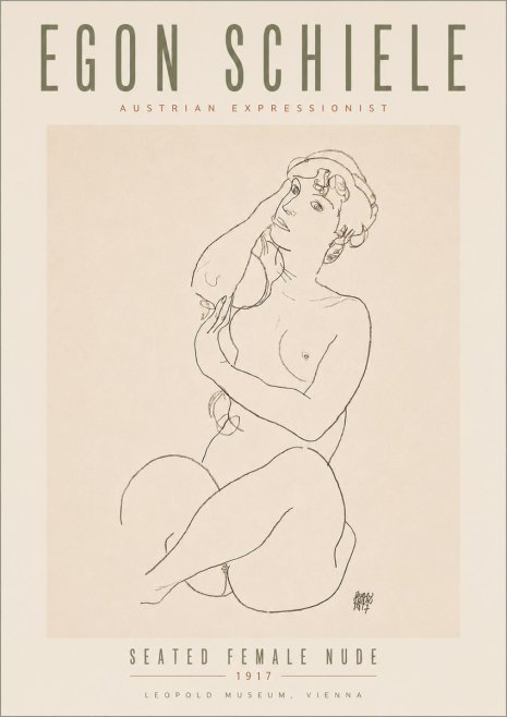 Schiele Seated Female Nude No5 - Plakat