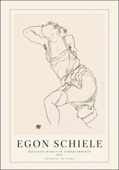 Schiele Reclining Woman in Undergarments No1 - Plakat