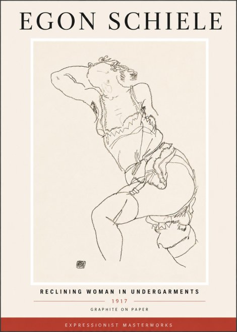 Schiele Reclining Woman in Undergarments No4 - Plakat