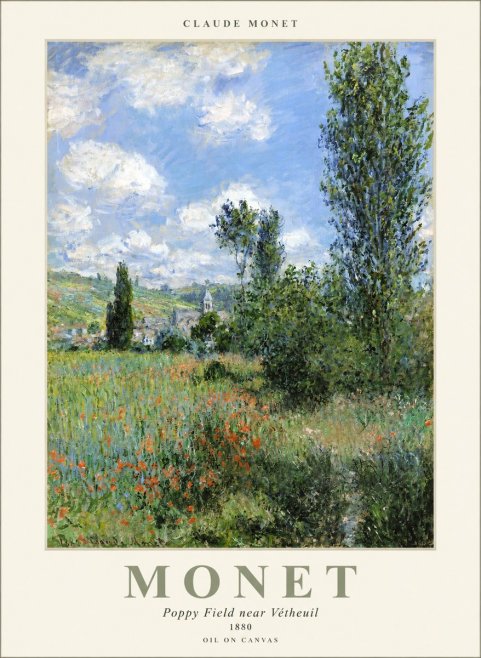 Monet Poppy Field Near Vétheuil No1 - Plakat