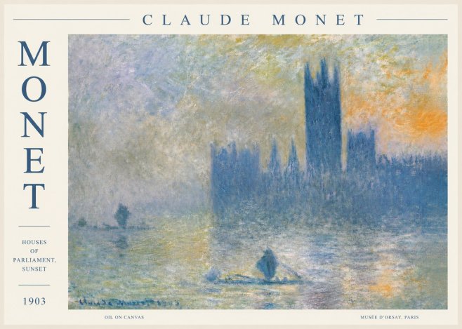 Monet Houses of Parliament, Sunset No2 - Plakat