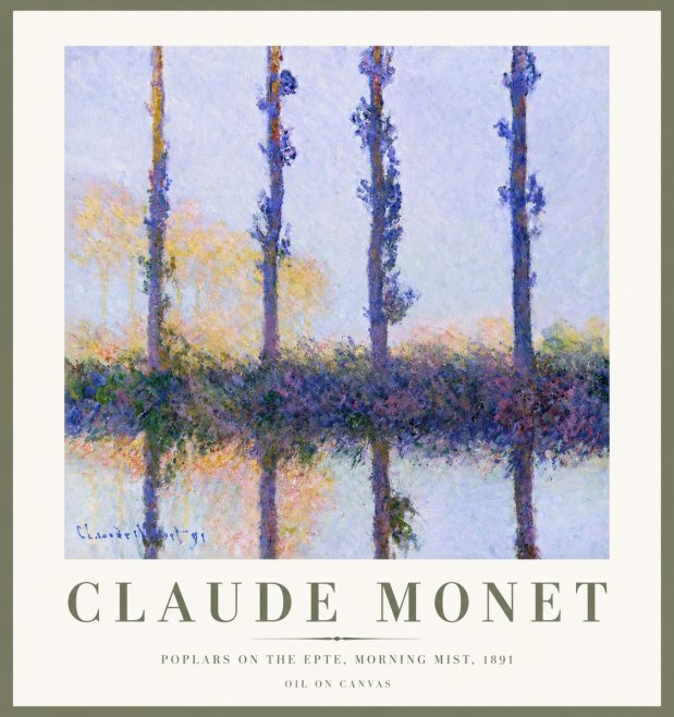 Monet Poplars on the Epte, Morning Mist, 1891 No4 - Plakat