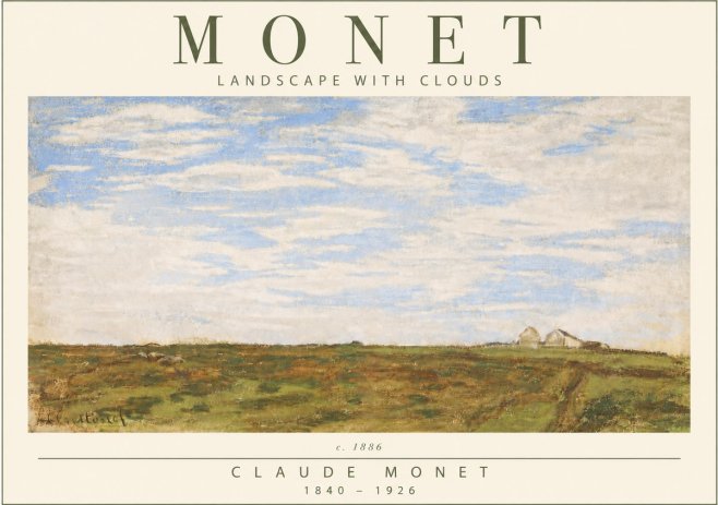 Monet Landscape with Clouds No4 - Plakat