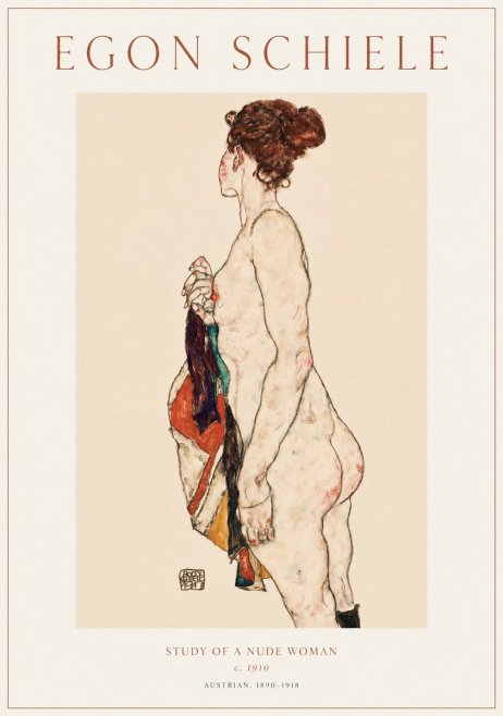 Schiele Study of a Nude Woman No1 - Plakat