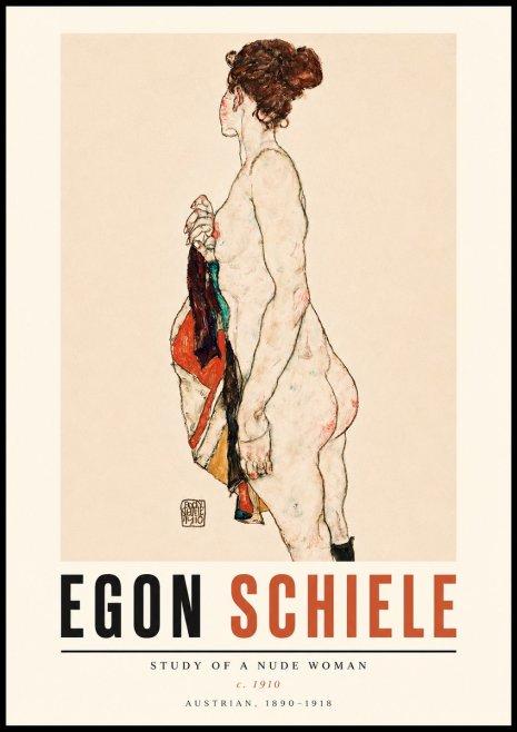 Schiele Study of a Nude Woman No3 - Plakat