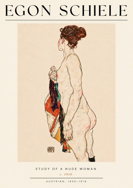 Schiele Study of a Nude Woman No4 - Plakat